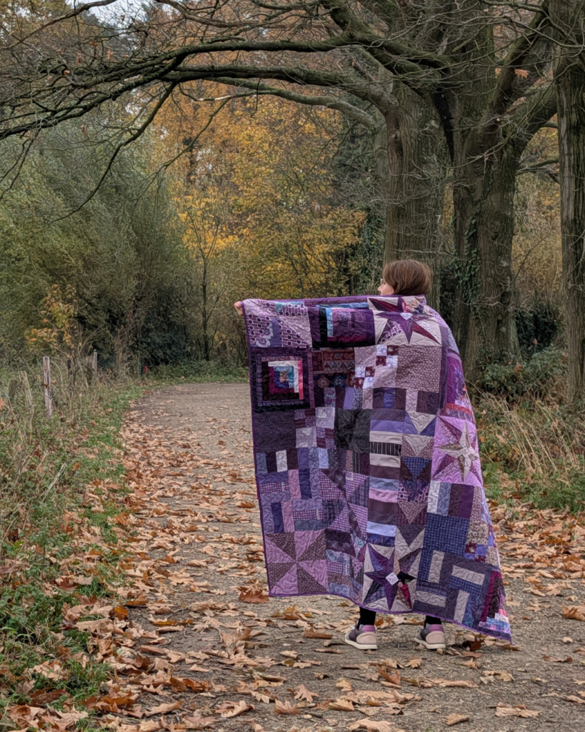 Paarse housewarming quilt